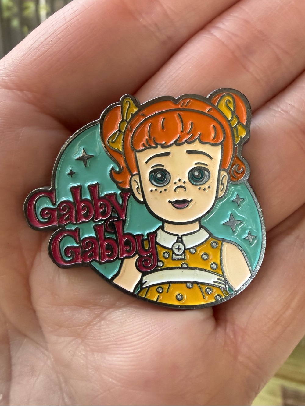 Gabby Gabby Toy Doll Toy Story Enamel Pin - Aqua, Yellow, Orange